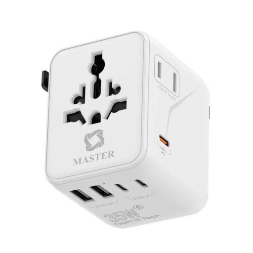 محوّل سفر عالمي ماستر 35 واط PD – أبيض Master 35W PD Universal Travel Adapter – White