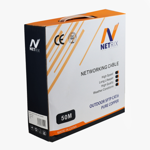 كيبل شبكة خارجي NX CAT6 نحاس نقي 100% مدرع SFTP بطول 50 متر NX SFTP CAT6 Outdoor Network Cable 50m 100% Copper