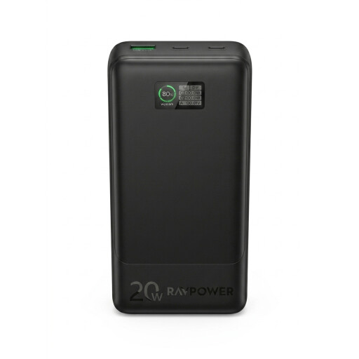 راف باور باور بنك PD Pioneer بقوة 20 واط و3 منافذ مع شاشة رقمية ذكية (20000 مللي أمبير) RAVPower PD Pioneer Power Bank, 20W, 3 Ports with Smart Digital Display (20000mAh)