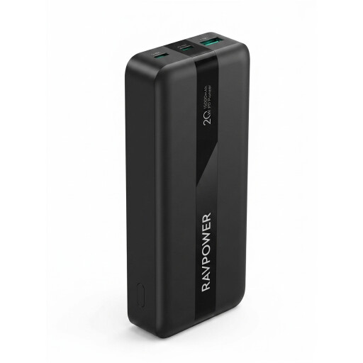 باور بانك راف باور PB1235 ب 3 منافذ بسعة 20,000 مللي أمبير وبقدرة شحن 20 واط RAVPower PB1235 20000mAh 3-Port Power Bank 20W PD Fast Charging