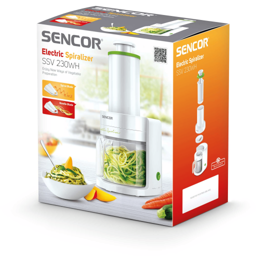 قطاعة خضار 1.7لتر 90 واط 2 شفرة أبيض SSV 230WH Electric Spirlaizer Anti Slip Feet For Maximum Safety 1.7lt 90w 2 blade WHITE SSV 230WH