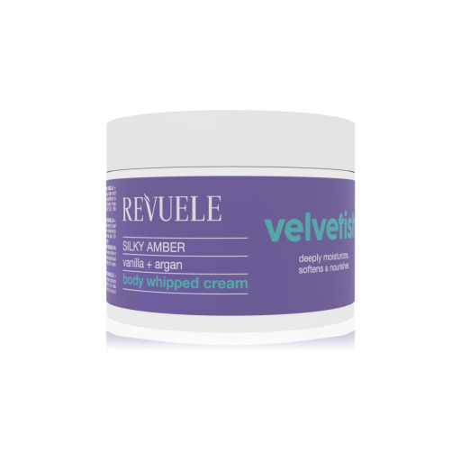 كريم جسم مرطب بالفانيلا والأرغان، 300 مل REVUELE Velvetish Silky Amber Moisturizing Body Cream with Vanilla & Argan - 300ml