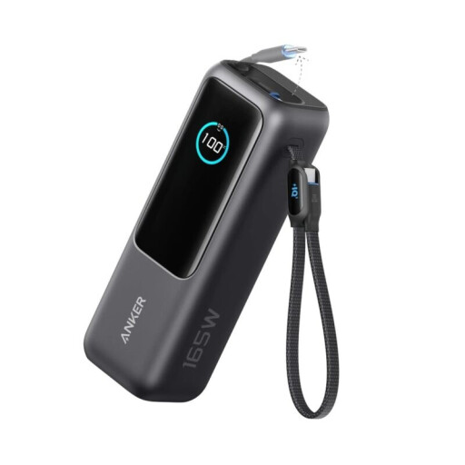 أنكر باور بانك (25K، 165 واط، بكابلات مدمجة وقابلة للسحب) - لون أسود Anker Power Bank-25K-165W-Black