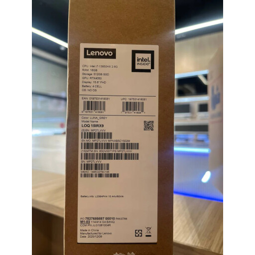 لابتوب  لينوفو  4050 Lenovo LOQ 15IAX9 Lenovo LOQ 15IRX9 - (71PS) Intel Core i7-13650HX, RAM 16GB, SSD 512GB, RTX 4050 6GB, 15.6 Inch Inch FHD IPS 144Hz, Luna Grey