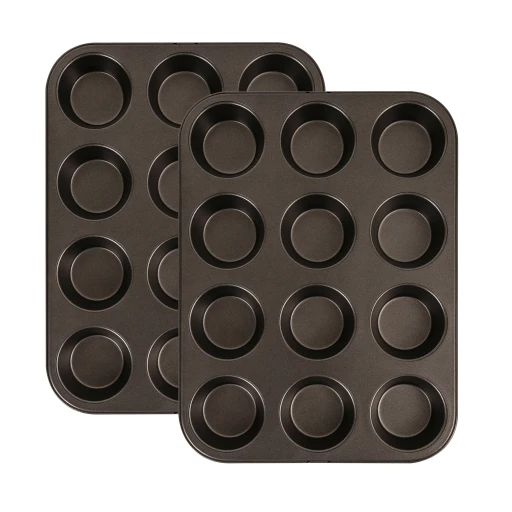طقم قوالب مافن وكب كيك هوليدي تايم قطعتين غير لاصق 12 فتحة Holiday Time 2-Piece Non-Stick Muffin and Cupcake Pan Set, 12 Holes