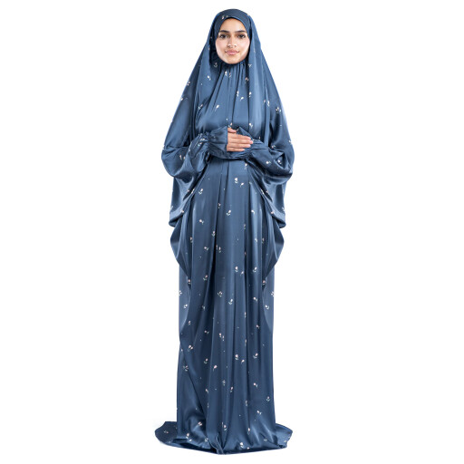 ملابس صلاة ستان لون ازرق Sapphire Satin Islamic Prayer Wear