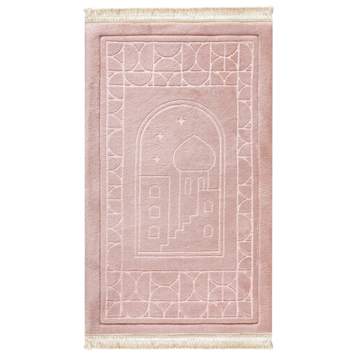 سجادة صلاة محفورة لون زهري Blush Pink Emboss Prayer Mat