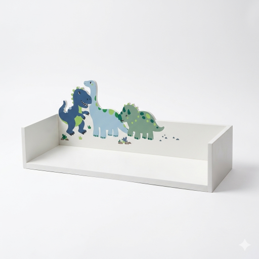 رف جداري أطفال ديناصور Ernting’s Family خشب مودرن Ernting’s Family Dinosaur Children's Wall Shelf, Modern Wood