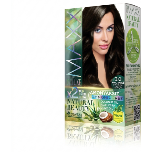 صبغ شعر بني داكن خالي من الامونيا 3.0 Maxx Deluxe Natural Beauty