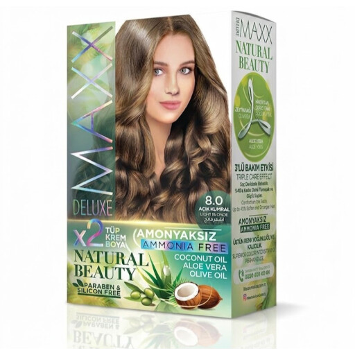 صبغ شعر بدون امونيا اشقر فاتح 8.0 Maxx Deluxe Natural Beauty