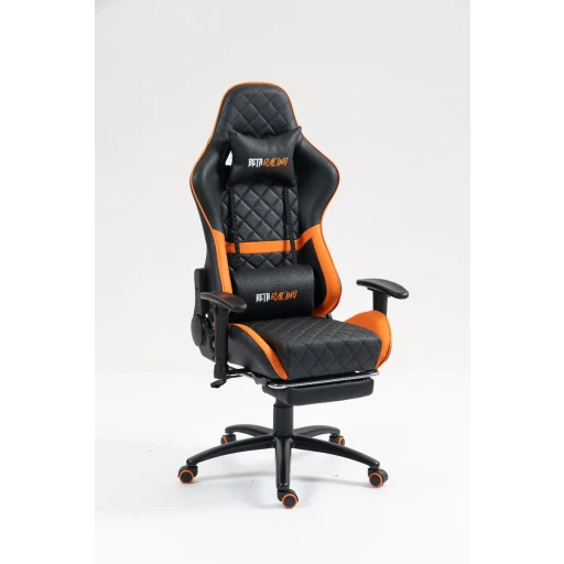كرسي Beta Racing Gaming chair Orange-Black with Footrest كرسي Beta Racing Gaming chair Orange-Black with Footrest