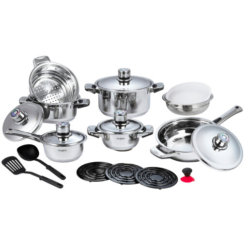 طقم طناجر طبخ مقاومة للصدأ - 19 قطعة STAINLESS STEEL MULTI COOKWARE SET - 19 PCS