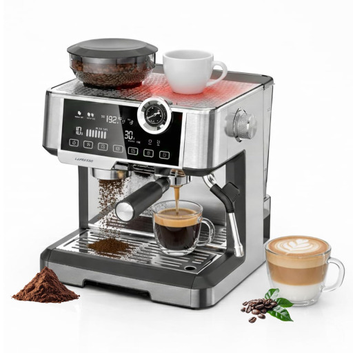 ماكينة اسبريسو بطاحونة مدمجة وغلايتين 19 بار Dual Boiler Coffee Machine With Grinder 19-Bar