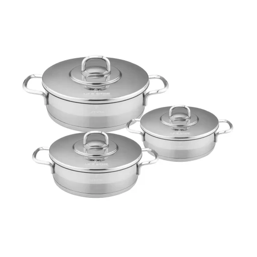 طقم تبسي 6 قطع ستانلس ستيل عيار 18/10 من لايف سمايل Life Smile 6 Piece Stainless Steel Pots Set