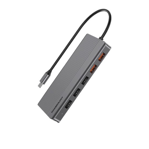 باورولوجي Powerology 12-in-1 usb-c Hub Dual Hdmi Dp Ethernet