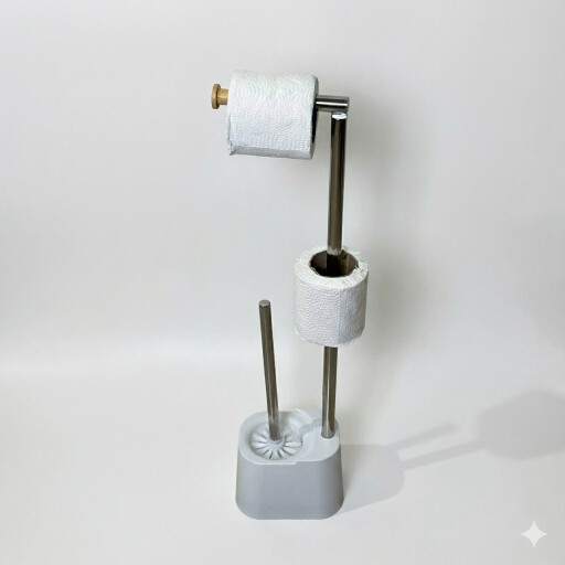 ستاند حمام فرشاة + حامل مناديل Toilet Brush Stand with Toilet Paper Holder