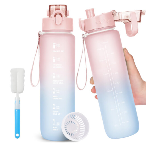 زجاجة مياه رياضية أوهان سعة 1 لتر تحفيزية AOHAN 1L Motivational Sports Water Bottle