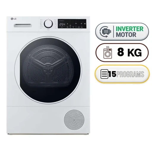 نشافة - سعة 8 كغم - تحميل أمامي - إنفرتر - أبيض Front Load Dryer - 8 kg - Inverter - White