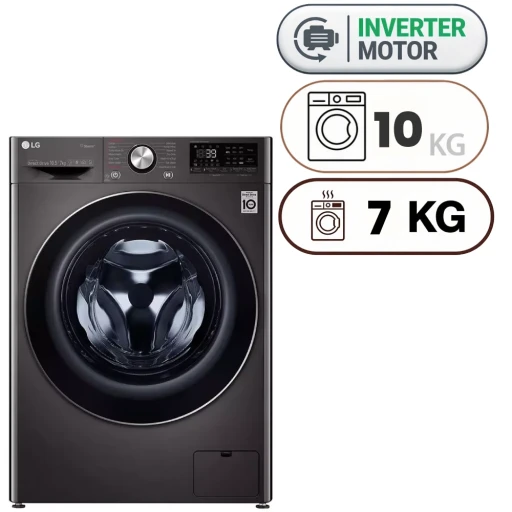 غسالة مع نشافة - سعة غسيل 10.5 كغم - سعة تنشيف 7 كغم - إنفرتر - أسود ستيل Washing Machine - 10.5 kg - 7 kg Drying - Inverter - Black Steel