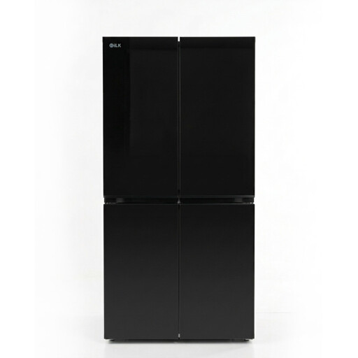 ثلاجة ئيلك 428 لتر اربعة ابواب هوائي زجاجي اسود ILK 4-Door Side-by-Side Refrigerator - Glass Black