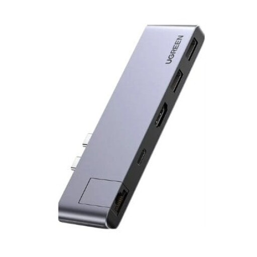 يوغرين Ugreen 5 In 2 Hub Dual Usb C To Hdmi 2usb 3 0 A Usb - C Female With Gigabit Ethernet Co