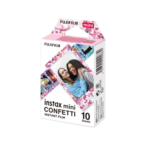 أفلام كاميرا فورية "فوجي فيلم إنستاكس ميني" بتصميم إطار قصاصات الورق الملونة 10 صور FUJIFILM Instax Mini Confetti Instant Film Sheets 10Pcs (10x1) for Mini Cameras