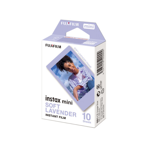 أفلام كاميرا فورية "فوجي فيلم إنستاكس ميني" بتصميم إطار لون اللافندر الناعم 10 صور FUJIFILM Instax Mini Soft Lavender Instant Film Sheets 10Pcs (10x1) for Mini Cameras