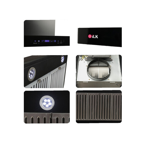 مطبخ ساحبة هواء (مفرغة) إيلك مع شاشة رقمية وتحكم باللمس - لون أسود ILK  Kitchen Hood with Touch Control and Digital Display - Black