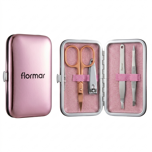 طقم فلورمار الوردي للعناية بالأظافر المحمول الفاخر Flormar Pink Luxury Portable Nail Care Kit