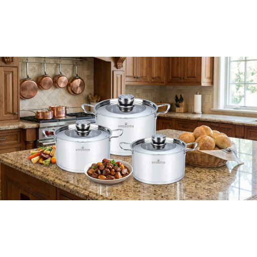 طقم أواني طبخ ستانلس ستيل امبليوم 18/8 – 6 قطع Embleme cooking pot