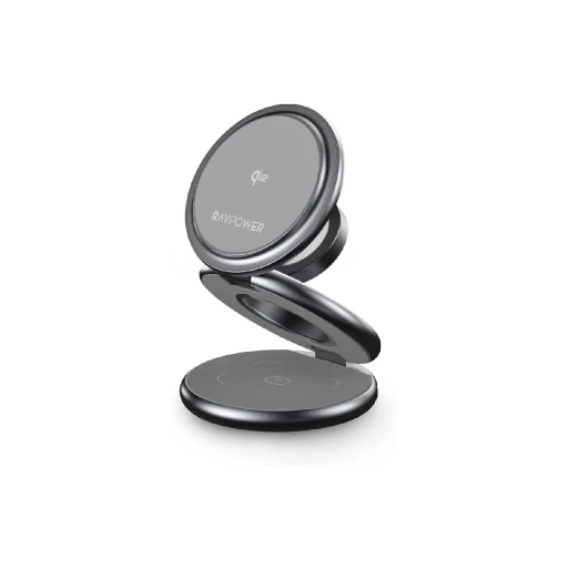 شاحن مكتبي ثلاثي RAVPOWER RAVPREMUIM FOLDABLE MAGNETIC 3 IN 1 CHARGE STATION
