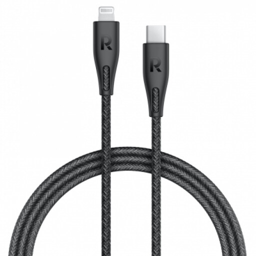 كيبل شحن RAVPOWER RP-CB1005 BLK 2M TYPE C TO LIGHTNING CABLE NYLON