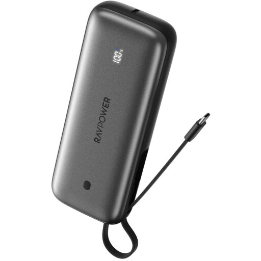 شاحن محمول RAVPOWER RP-PB 1224 PRO 20000MAH 30W 3 PORT BUILT IN C CABLE