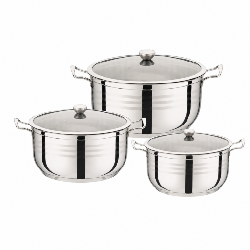 طقم قدور ستانلس ستيل 6 قطع باورماكس PowerMax Stainless Steel 6PCS Cookware Set