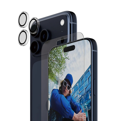 باقة الحماية المتكاملة 2 في 1 "بانزر جلاس" لشاشة وكاميرا آيفون 17 برو ماكس - شفاف PanzerGlass 2in1 (Classic Fit Screen Protector + Hoops Camera Lens Protector) for iPhone 17 Pro Max