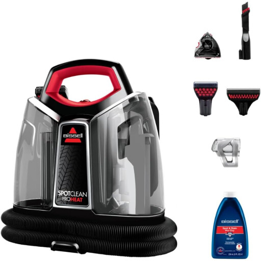 بيسيل سبوت كلين بروهيت – 4720E – منظف محمول للسجاد والمفروشات – أسود/أحمر Bissell SpotClean ProHeat – 4720E – Portable Carpet & Upholstery Cleaner – Black/Red