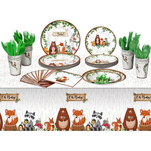 مجموعة حفلات الغابة المتكاملة 170 قطعة لـ 24 ضيف Complete Jungle Party Set, 170 Pieces for 24 Guests