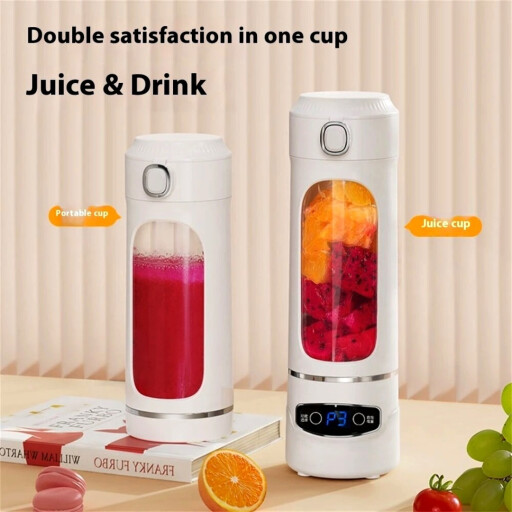 خلاط عصير محمول قابل للشحن 2 في 1 Portable Rechargeable Juice Blender Bottle 2 in 1