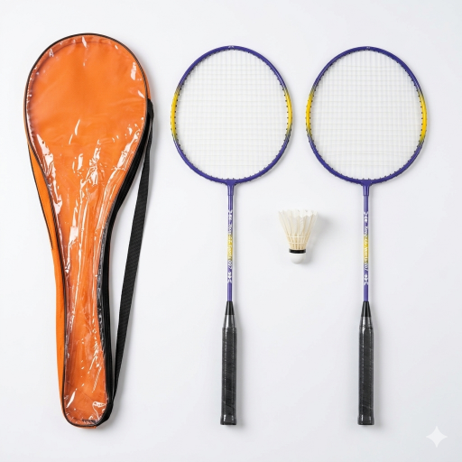 طقم ريشة طائرة خفيف ألمنيوم للاستخدام العائلي بنفسجي Lightweight aluminum shuttlecock set for family use, purple