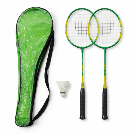 طقم تنس ريشة خفيف ألمنيوم للمبتدئين رياضي اخضر Lightweight aluminum badminton set for beginners, sporty green