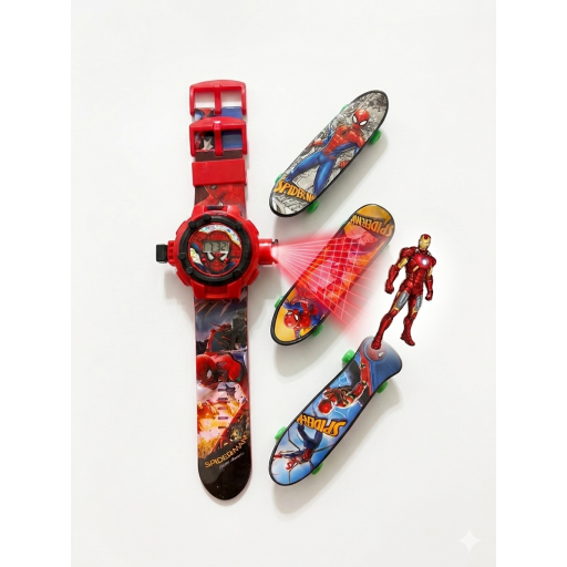 ساعة أفينجرز مع ألواح تزلج أصابع ممتعة Avengers watch with fun finger skateboards