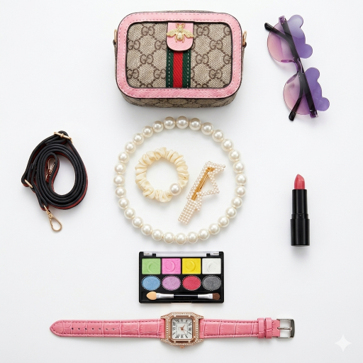 طقم السندريلا مكياج وإكسسوارات أطفال أنيق متكامل للبنات Cinderella Makeup and Accessories Set for Girls - Stylish and Complete