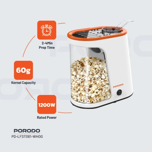 بورودو لايف ستايل صانعة الفشار الهوائية Porodo Lifestyle Air-Popped Popcorn Maker