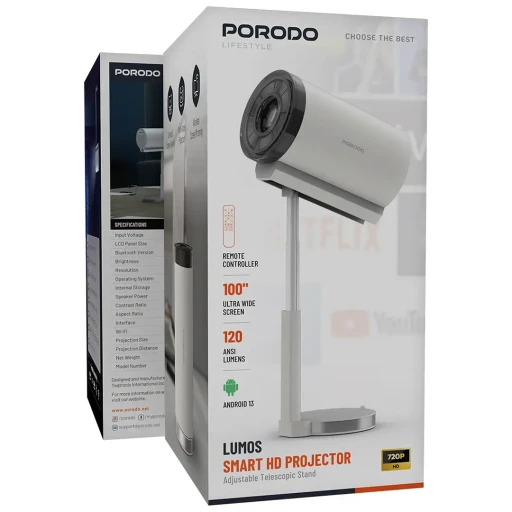 بروجكتر بورودو لوموس سمارت HD Porodo Luminous Smart HD Projector