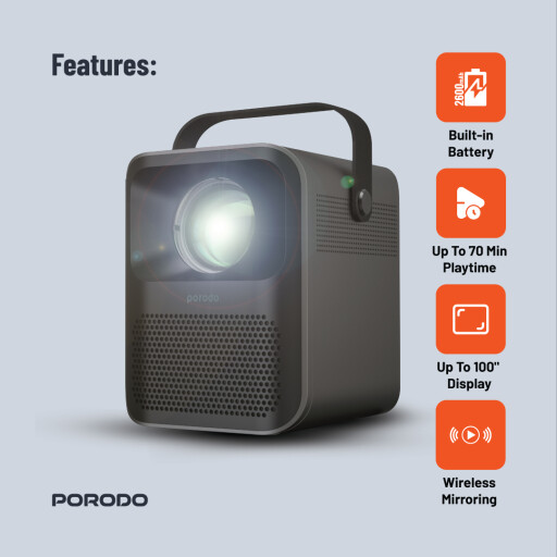 بروجكتر بورودو المحمول Full HD Porodo Full HD Portable Projector