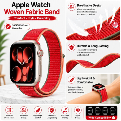 سوار قماش منسوج لساعة آبل Apple Watch Woven Fabric Band – 38/40/41/42mm