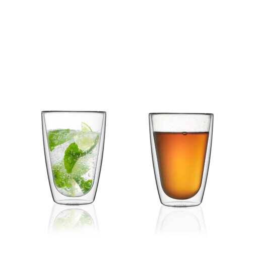 أكواب زجاجية مزدوجة فاخرة عدد 2 250ml Two luxury double glass cups, 250ml