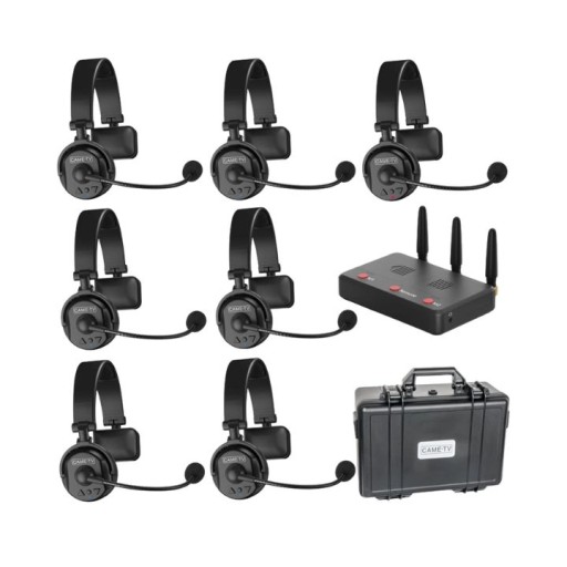 طقم نظام إنتركوم لاسلكي مكون من 7 سماعات رأس CAME-TV 7kit- EU WAERO- 1.9GHz Wireless Intercom Headset System Noise Cancellation