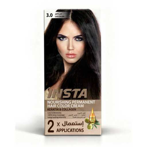 صبغة شعر طبية فاخرة بخلاصة زيت الزيتون والكولاجين - INSTA Hair Colors INSTA Hair Colors - Premium Medical Hair Dye with Olive Oil & Collagen