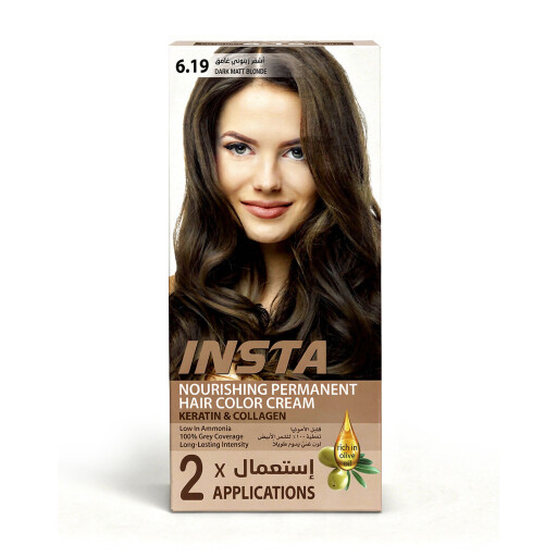 صبغة شعر طبية فاخرة بخلاصة زيت الزيتون والكولاجين - INSTA Hair Colors INSTA Hair Colors - Premium Medical Hair Dye with Olive Oil & Collagen